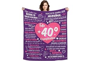ACAROMAY Originales 40º Cumpleaños Manta Personalizada Regalos de Cumpleaños para 40 Años Mujer Madre Tia Hermana Amiga Novia Hogar Decoración Franela Mantas Plaid 150X130CM (40th)