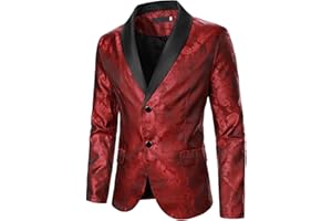 Duohropke Giacca da uomo con paillette, oro glitterato, slim fit, da sposa, a maniche lunghe, da uomo, per matrimoni e feste