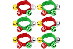 Augshy Wrist Bells, 6Pcs Christmas Wrist Band Jingle Bells with Red Green Gold Silver Bells, Bracelets Jingle Bells Percussion Musical Instruments for Christmas Gifts Kids Party Favor Toys