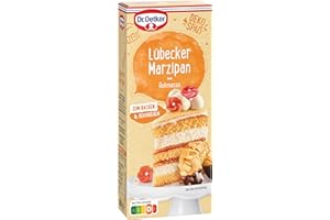 ‎DR. OETKER Dr. Oetker Lübecker Marzipan Rohmasse, 5 x 200 g, Marzipan-Rohmasse mit 53% Mandeln, zum Backen und Dekorieren von Torten, Kuchen & Gebäck, Qualität aus Lübeck, vegan