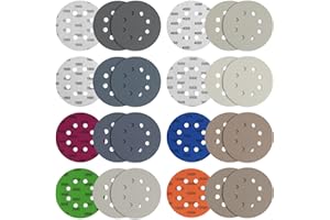 PAIRIER Dischi Abrasivi 125 mm in Velcro con 8 fori 24 Pezzi, Grane da 1000 a 10000 per Levigatrice Smerigliatrice Orbitale Casuale a Umido e a Secco, Adatte per Metallo, Legno, Auto e Plastiche
