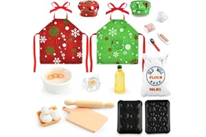 IHLOOTD Ropa Elfo Navidad Muñeco 23 Piezas Accesorios Elfo Travieso Navidad Complementos Elfo Navidad Muñeco Miniaturas para Casa de Muñecas Cocina Miniatura Copos de Nieve Rojos y Verdes Delantal