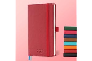 IN-LUXPRO Agenda 2026: Agenda de Poche Semainier A6 Petit 16,4x9,6 cm Planificateur Hebdomadaire D'Jan 2026 à Déc 2026(12 Mois) Scolaire, Papier 100GSM, Couverture PU cuir Rouge