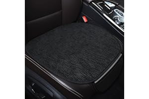 DEARBAG Elegante Auto Sitzauflagen, Atmungsaktives Sitzkissen Auto Vordersitze aus Leinen, Autositzkissen mit Rutschfeste Silikonunterlage, Autositzauflage Vordersitze für Meisten Fahrzeuge (Schwarz, 50x50cm)