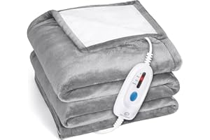 OCTORO decke1, 180x130cm Wärmedecke Heizdecke mit 6 Heizstufen und 8H Abschaltautomatik, Fannel Sherpa Kuscheldecke, Maschinenwaschbare bis 30°C, Schnelles Erhitzen für Schlafzimmer Büro, Digitalanzeige