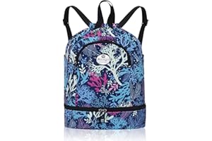 HUA ANGEL Leichter Rucksack Mit Kordelzug Sportrucksack Damen Mit Schuhfach Und Nassfach Wasserdichter Beutel Mit Kordelzug Für Reise Schwimm Training Beach Yoga Basketball FußBall