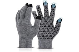 ABEILLO Zimowe ciepłe rękawiczki dla mężczyzn i kobiet, lekkie rękawiczki termiczne z ekranem dotykowym, zimowe antypoślizgowe rękawiczki, miękka dzianinowa podszewka, elastyczny mankiet, dzianinowy