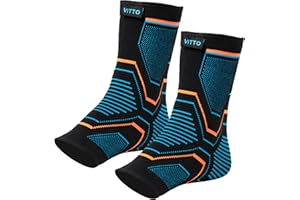 VITTO Bandaż na staw skokowy, bandaż na stopę w przypadku uszkodzeń więzadeł, słabych stawów, skręconych stawów i zapalenia stawów (2 sztuki, M)