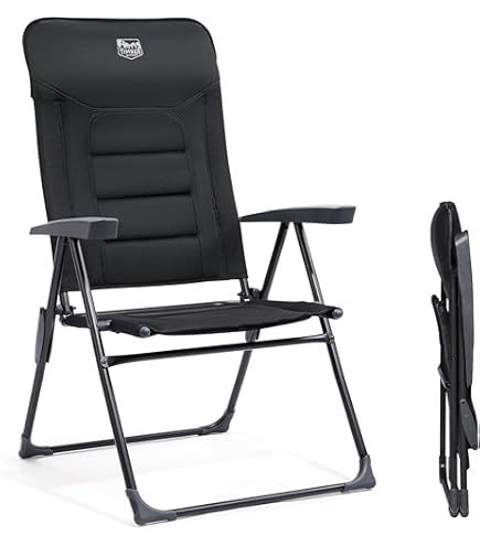Homecall Set van 2 opvouwbare tuinstoelen, inklapbaar, hoge rugleuning, belastbaar tot 150 kg, balkonstoel, visstoel, terrasstoelen, 5-voudig verstelbare rugleuning met armleuning, voor camping, tuin