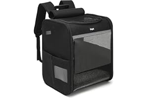 Dogat Cat Carrier Backpack for Cats Up to 17 lbs (8 kg) - Cat Backpack Carrier with Breathable Mesh, Foldable Pet Carrier Bag for Travel, Hiking & Camping - Secure Cat Rucksack Carrier (Black)