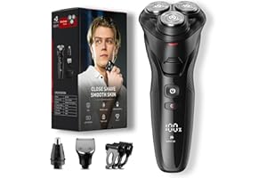FitSan Men's Electric Razor: Wet and Dry Rotation Shaver for Men IPX7 Electric Shaver with Pop-Up Beard Trimmer LED Display / Waterproof