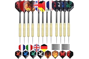 GWHOLE 12 Fléchettes à Pointe Aiguille en Acier Flechette Pointe Acier Jeu de Fléchettes Set de Fléchettes Professionnel Set de Fléchettes Pointe Acier