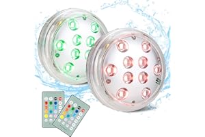 BIGMONAT 2 Pack Pool Lights with RF Remote Controlled Through Water Walls 80FT,AA Battery Operated Pond Lights,IP68 Waterproof Submersible Led Lights,12Color Changing Shower Bathtub Lights Underwater