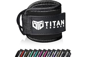 Titan Armour® Ankle Straps for Cable Machines | Gym Cuffs w/Heavy-Duty Steel Double D-Rings & Adjustable Strap | Lower Body Workouts Inc. Leg Extension, Leg Curl & Glute Kickback | Men & Women