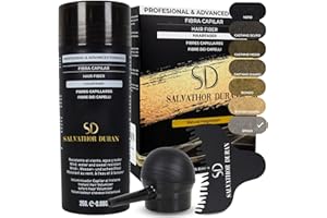SD SALVATHOR DURAN Fibre cheratina per capelli, cheratina per capelli, fibre capelli - Salvathor Duran Kit 3 Pezzi (Fibra 25 g + Applicatore + Pettine) Grigio