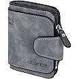 Storite Women's Tri-fold PU Leather RFID Blocking Credit Card Holder Wallet with Button Closure & Coin Pocket (Grey, 11.5 x 9.5 x 2 cm)
