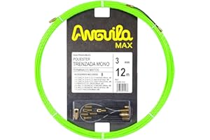 Anguila MAX | Guida Passacavi | Tubi Stretti | Monofilamento | Poliestere intrecciato | Terminali misti | Colore Verde | Diametro 3mm | 12 Metri