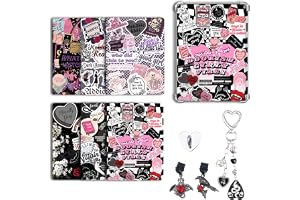 CuddleJunk 6 pcs Inserts for Kindle Paperwhite Clear Case, and 2 pcs Dust Plug Charms Retro Phone Charm Set for E-Reader, Cardstock Insert Accessories for Kindle 11th-12th, Gift for Book Lover