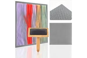 WANGDEFA 1 x Wollfilz-Set, 24,8 x 24,8 cm, Mischbrett, Wollmischgewebe, Mischbrett, Wolle, Carder, Handkarder, 1 x Nadelfilzwerkzeug, Mischbrett, Zubehör für Nadelfilz, Wolle