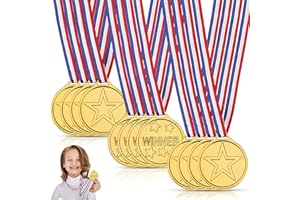 LIVESTN 24 Pièces Médailles Enfants Médailles en Plastique Médailles Or en Plastique Médailles des Gagnants Récompenses Style Olympique Médailles - pour l'école, Le Sport ou Les Jeux Olympiques