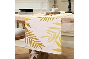 ETOLISHOP Runner Tavola Moderno Decorazioni Runner da Tavola Giallo Foglie Decor Poliestere Tovaglia Runner Runner per il Tavolo Rettangolare Decorazione per Tavolo da Pranzo Cucina Feste Agriturismo 33x183cm