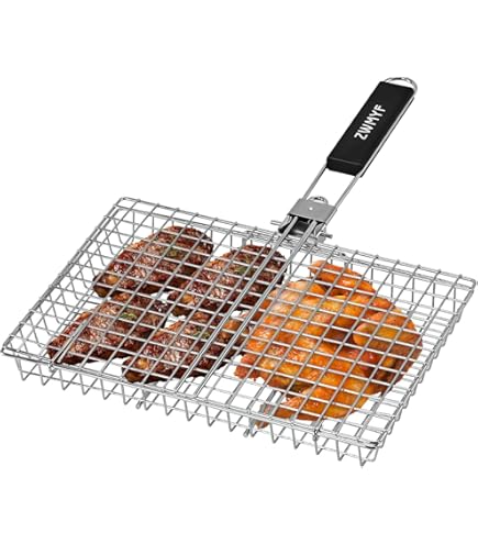 CAPRICIOUS Grillkorb Edelstahl - Klappbarer Grillrost Mit 8 Spießen & Bürste