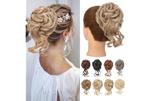 Benehair Dutt Haarteil mit Klammer Natürlich Messy Bun Haarteile für Dünnes Haar Synthetik Haar Scrunchies Haardutt Haarteile für Frauen Mädchen(Mittelbraun mit Blond, 75g)