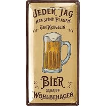 Retro Blechschild Mit Bier-Spruch – „Ein Krüglein Bier Schafft Wohlbehagen“, 20x30 Cm, Perfekt Zum Dekorieren & Verschenken