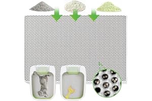 CAKKONE Cat Litter Mat Large, 90x60CM Double Layer, Litter Tray Mat Waterproof, Cat Litter Tray Mat Nonslip, Cat Litter Mats Soft on Paws and Washable Grey