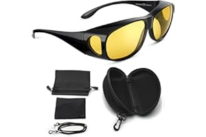 FALINGO Lunettes de vision nocturne lunettes de conduite de nuit sur-lunettes ÉDITION NUIT lunettes de conduite anti-éblouissement UV 380