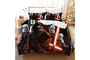 SMNVCKJ Juego de cama infantil de Star Wars con funda de edredón y funda de almohada, impresión digital 3D, microfibra, para niños y niñas (9,Super King 220 x 260 cm)