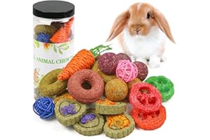 Episkey 22 Pcs Bunny Chew Toys,Natural Timothy Hay Chew Toy for Rabbits, Guinea Pigs, Gerbil, Hamster, Chinchilla Chew Toy for teeth Small Animals MolarTeeth Treats Toys (A)