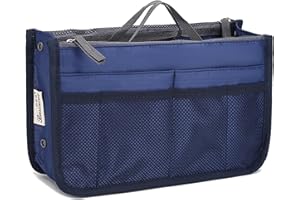 YUEMING Organisateur de Sacs à Main, Femmes Sac de Rangement Intérieur Bag avec 13 Poches Grand Extensible Bourse avec Fermeture Eclair et Poignée pour Documents Téléphone Cosmétiques et Clés