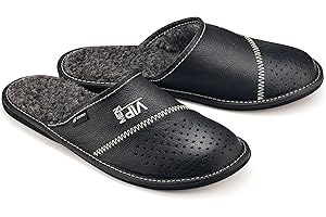 ESTRO Pantofle Męskie Domowe Kapcie Dla Mężczyzn Męskie Pantofle Skórzane Ciepłe Kapcie dla Mężczyzn MZ01