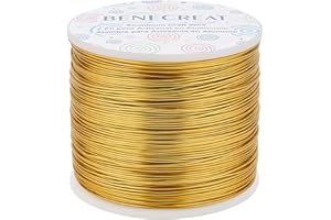 BENECREAT Filo per Gioielli in Oro Opaco da 235 m Filo di Alluminio Resistente All'Appannamento da 0.8 mm per La Creazione di Gioielli di Collana di Perline