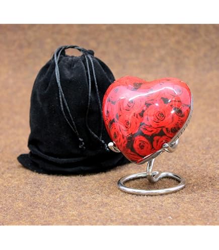 Herz-Andenken-Urne Mit Wölfen - 3 Wölfe Auf Dem Mond