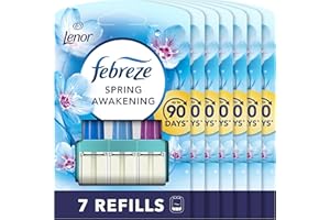 Febreze 3Volution Plug In Air Freshener Refill, Lenor Spring Awakening, 7 Refills (20ML X 7), Odour Fighter & Bathroom Air Freshener, Febreze Plug In Refill 3volution