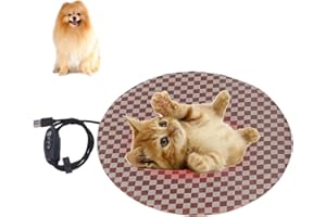 BAOFUYA Podkładka Grzewcza dla Zwierząt Domowych, 3 Poziomy Temperatury Koc Elektryczny z Materacem Okrągły Wzór w kratę Podkładka Grzewcza Kota dla Kotów Psy Małe Zwierzęta