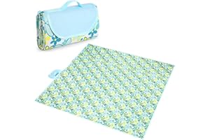 Larkumio Picknickdecke Wasserdicht 200x200, Picnic Blanket Isoliert Groß Picknick Decke Outdoor Waschbar Picnic Mat Stranddecke Sandfrei mit Griff, Mehrzweck für Camping Wandern Park Strand, Blumen