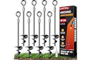 KAMFWERT Trampoline Ground Anchor Kit Set of 8 for Tents, Swings, Canopies and Heavy Duty Metal Support in Strong Wind