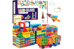 AQXONG 56 Pcs Juguetes de Construcción Magnéticos Juguetes de Bloques de Construcción Magnéticos Juguetes de Bloques de Construcción Educativos Juguetes de Construcción para Niños para Niños Niñas 3+