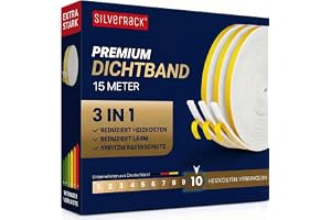 SilverRack 15 m dörrtätning självhäftande - tätningsband vit [6 mm x 1,5 mm Kan skäras till skärbart skumband som fönsterdörrstätning [3 rullar med 5 m vardera spara uppvärmningskostnader
