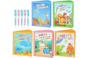 CMTOOP 5 Pack Reusable Water Coloring Book for Toddlers, Water Doodle Book Toys, Paint with Water Books,Mess-Free Coloring Book, Portable Educational Doodle Drawing Toy, Educational Learning Kits Gifts