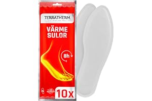 TerraTherm Sulvärmare - luftaktiverad - för varma fötter i 8 timmar | 5, 10 eller 30 par, Storlek S-XL, välgörande värme för skor, fotvärmare