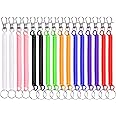 TUPARKA 16 Pcs Stretchy Spiral Keyring Colorful Plastic Retractable Keychain Spring Key Holder for School, Work, 8 Colors