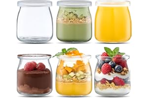 Danmu Art 200ml Yogurt Pudding Glass Jars with Plastic Lids Mini Cup Small Glass Bottles (6)