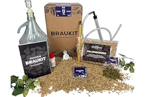 GASTRO BRENNECKE - SEIT 1984 - Braukit - Pils Bierbrauset mit 5L Gärflasche | Malzmischung, Hopfen, Hefe, Thermometer, Reiniger, Abfüller | Einfache Handhabung, Perfekt für Einsteiger | Geschenk für Männer