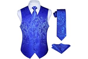 Enlision Waistcoats for Men Paisley Wedding Waistcoat Tie Pocket Square Floral Jacquard Party Suit Vest Set