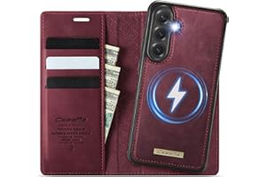 Coverilo Hülle für Samsung Galaxy S24 5G, Abnehmbar 2-in-1 Magnetische Premium PU Leder Handyhülle Kabelloses Laden Kartenfach RFID Schutz Standfunktion Klapphülle für Galaxy S24 – Weinrot