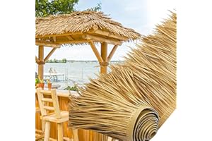 GQZJY Toit en chaume artificielle rouleau jardin tiki bar toit en paille rouleau de chaume toit en feuilles de palmier artificielles pour Patio Parasol Clôture Décoration de fête(Size:4m/13.1ft,Color:jaune)